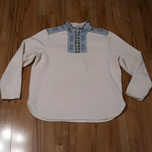 L.L. Bean white nordic fleece pullover shirt top L